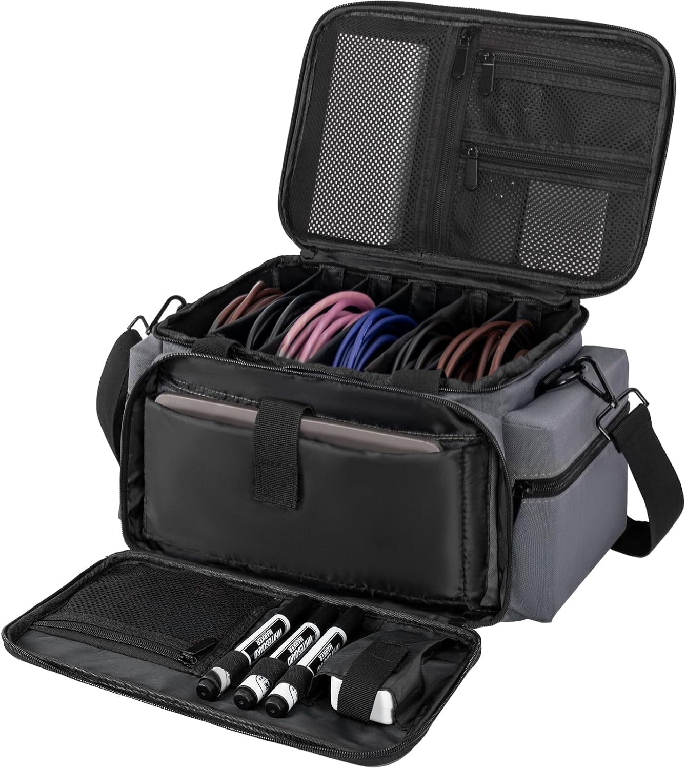 AKOZLIN Cable File Bag with Detachable Dividers for DJ Gear, Sound Instrument Accessories