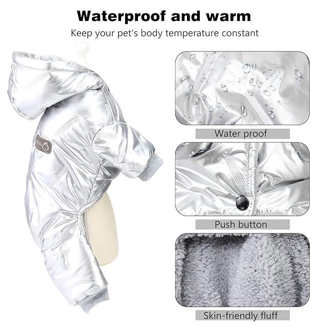 Foto 4 de 7 de PETCUTE Abrigo Impermeable para Perros Chaqueta cálida de Invierno,Chaqueta para Perros con Forro…