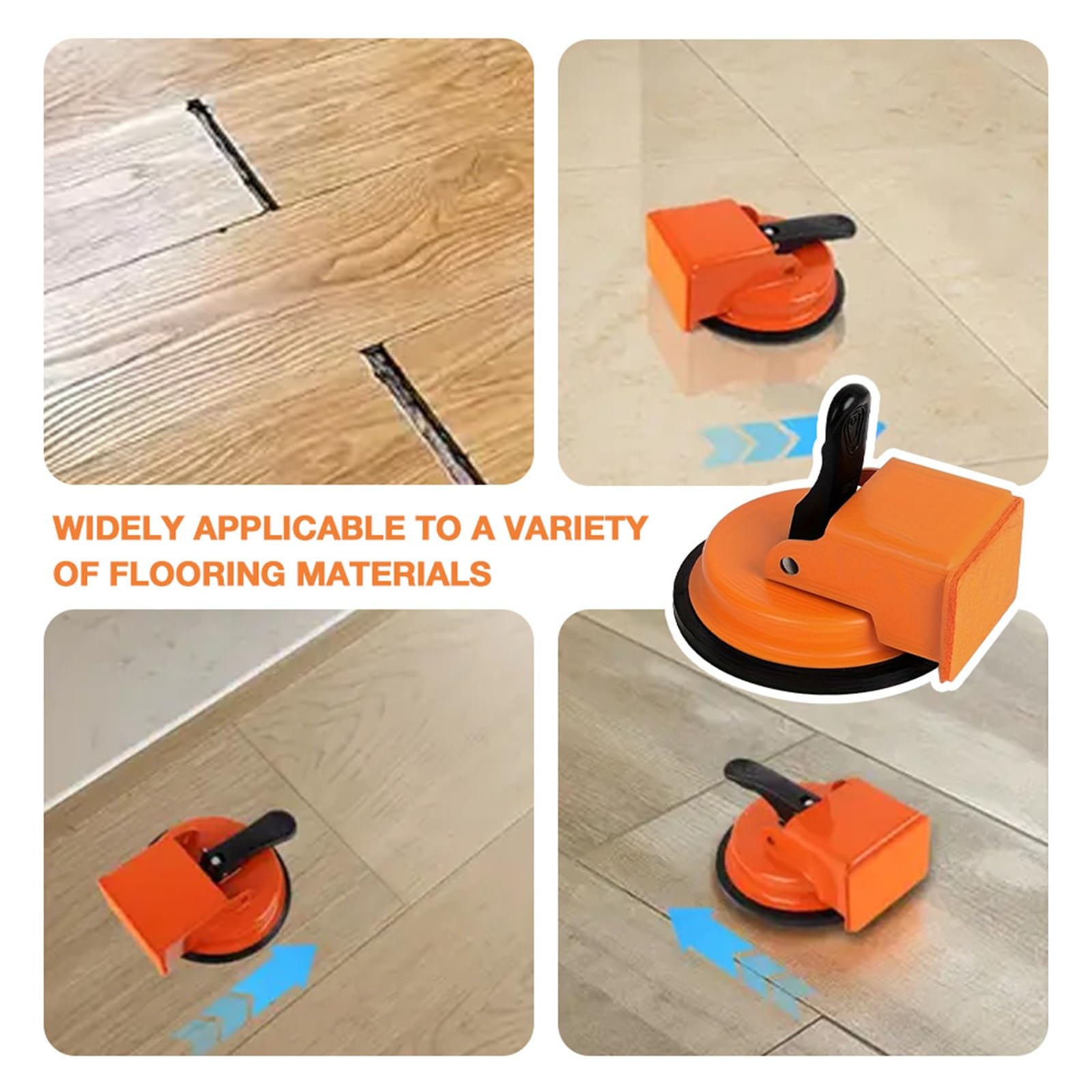 Werkzeug for Fixieren von Bodenlücken, auffallendes Vakuum-Saug-Reparaturset for Dielenlücken, verstellbare Reparaturwerkzeuge for Laminatböden, Schnellverriegelung(Orange)