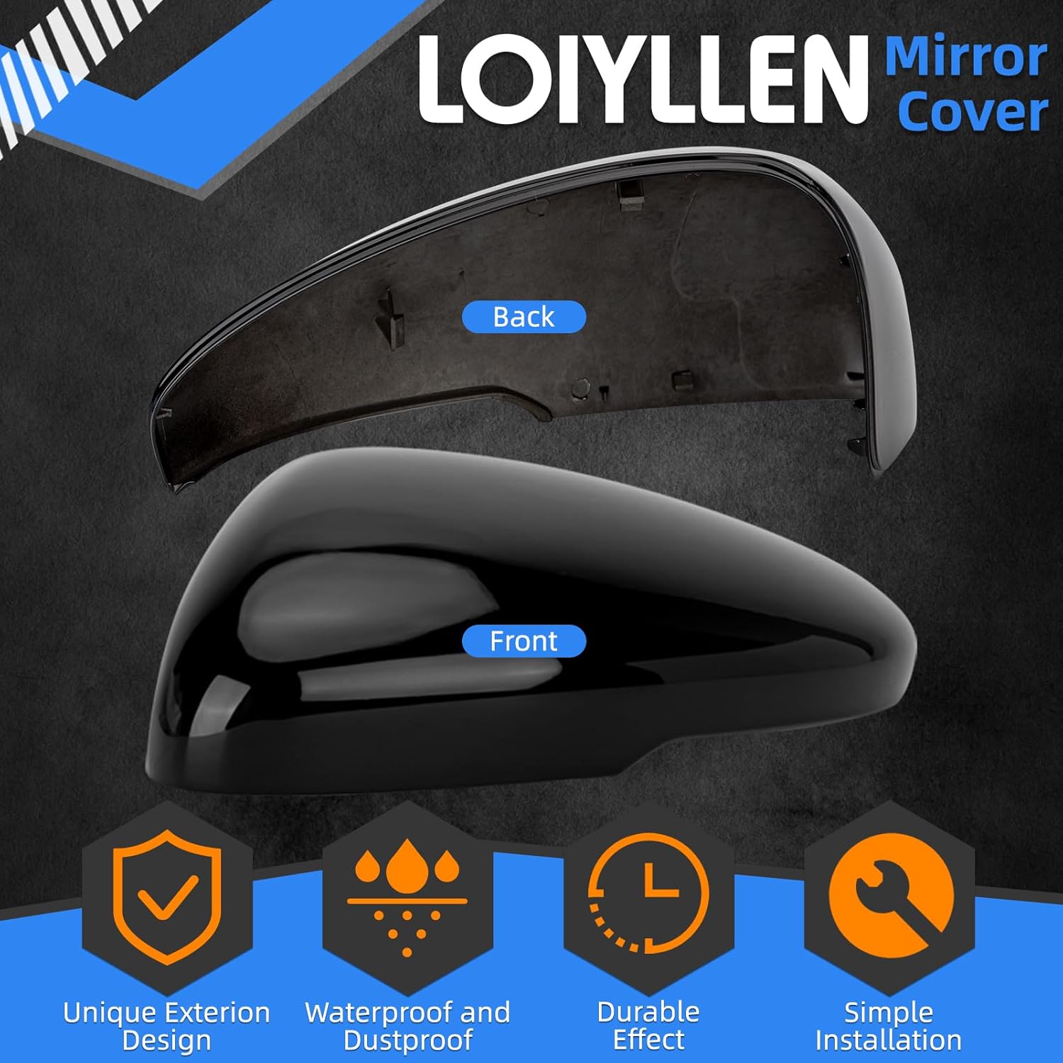 Driver Side Mirror Cover Replacement for Honda Accord 2018 2019 2020 2021 2022 - Left Side Mirror Covers, Rear View Mirror Cap Accessories With Lamp, Black