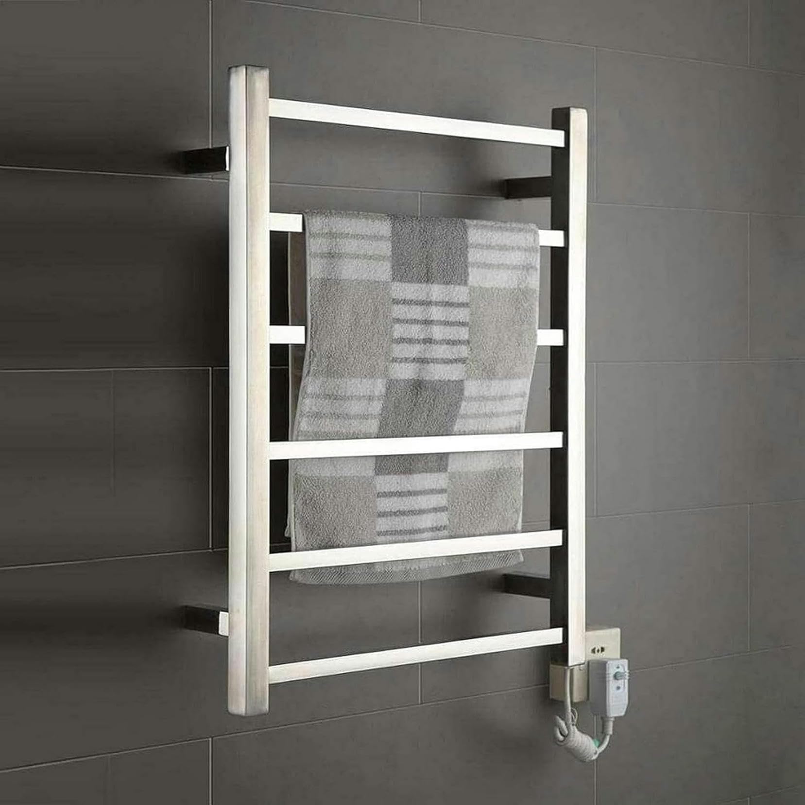 Calentador de toallas en acero inoxidable 304 premium con estantes de secado para pared