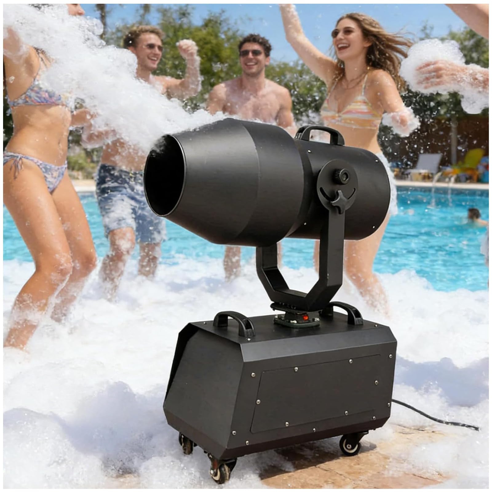 Eastnmythet 2000W Foam Machine, Bubble Cannon with Auto-Rotating Head, 6–9m Range and 80m² Coverage for Themed Parties, Festivals, Concerts, Weddings, and School Events Without LED