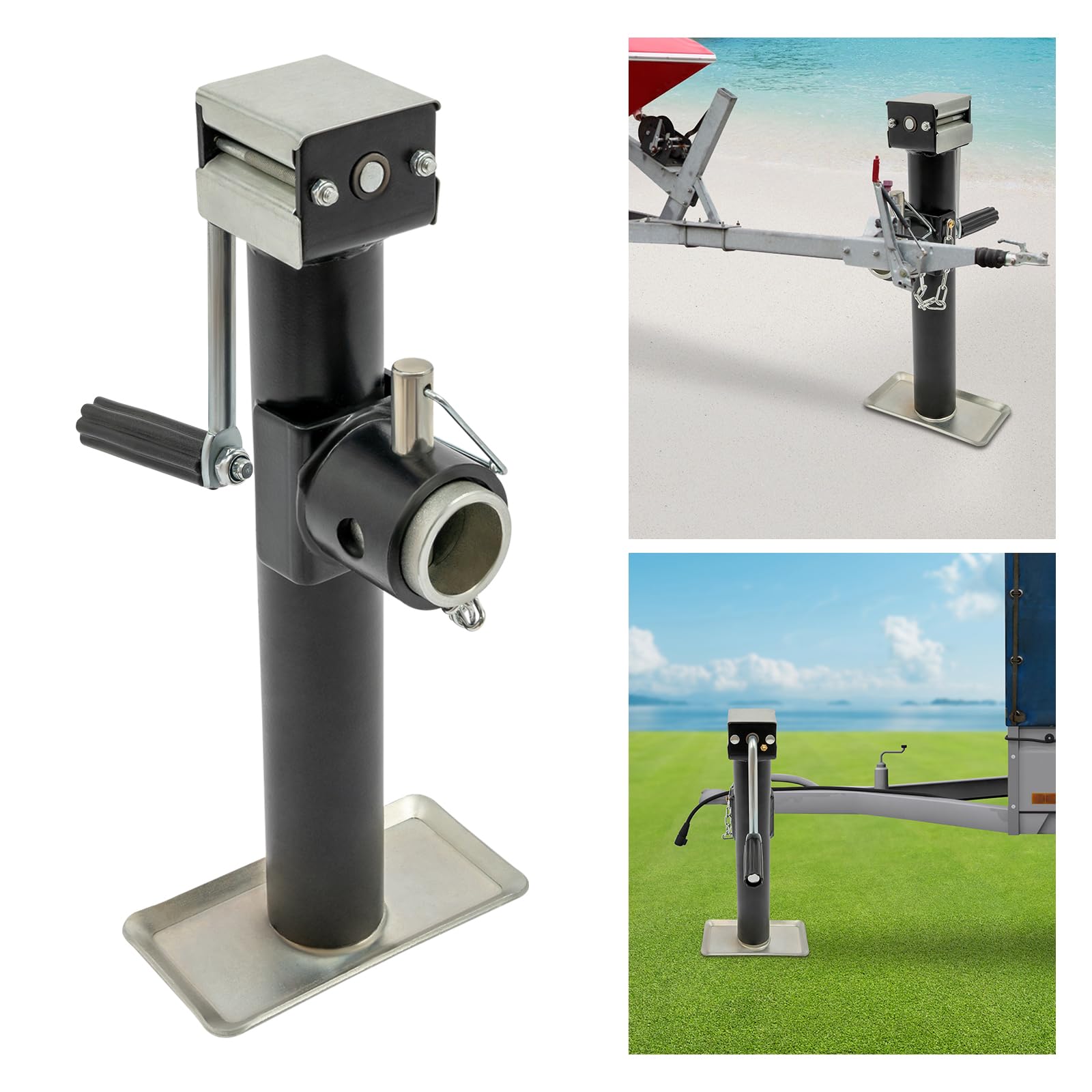Cric a mano in acciaio per auto, camion, riparazione SUV e trattamento di emergenza auto, altezza di sollevamento: 26 cm, portata: 1T nero