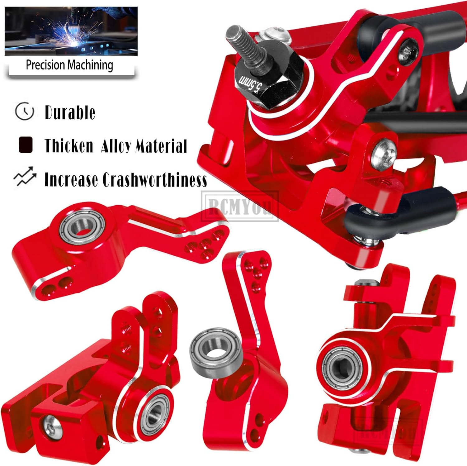 Upgrades Part for 1/10 Slash 4x4/Slash 4x4 VXL,Alloy RC Shock Absorber,Caster Block,Steering Blocks,Rear Stub Axle Carriers,Body Mounts,Suspension Arm,Red