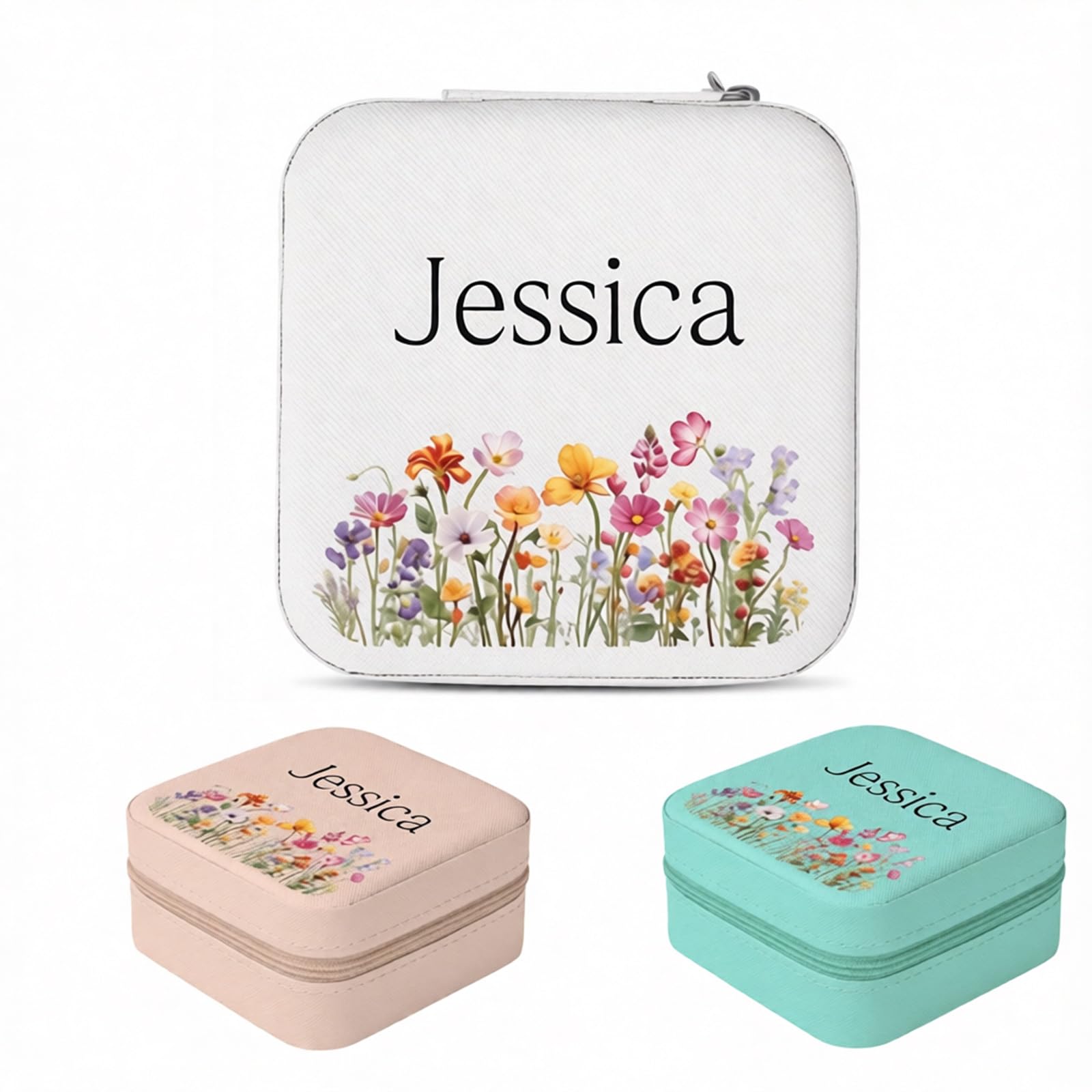 Custom Travel Jewelry Case – Personalized Jewelry Box with Name, Portable Jewelry Organizer for Rings, Earrings, Necklaces | Bridesmaid Proposal Gifts, Valentine’s Day Gifts for Women, Girls (Style 1)