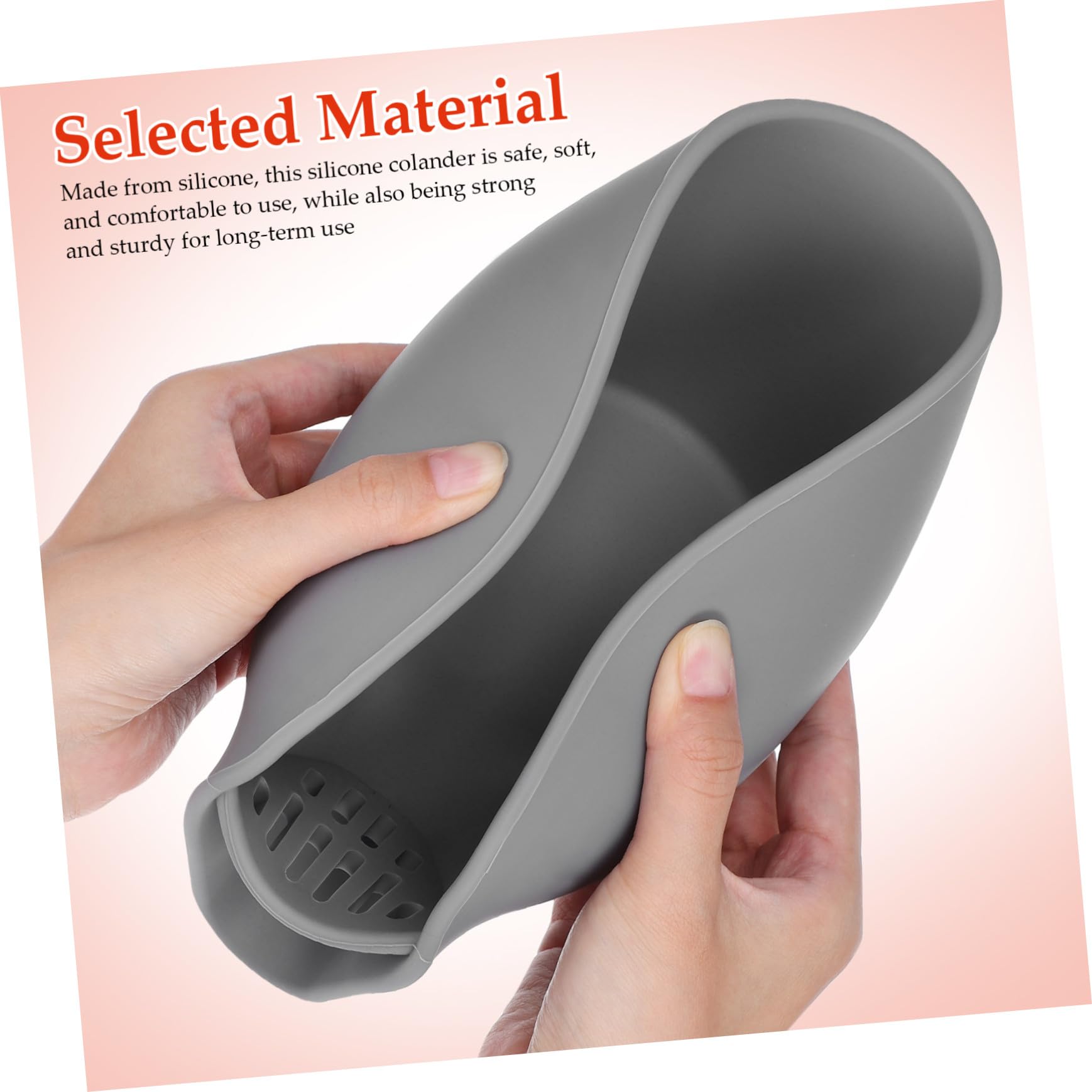 Colador de Silicona para Cocina con Diseño Compacto y Drenaje para Lavar Frutas Verduras y Pasta Cesta Flexible para Fregadero Color Gris