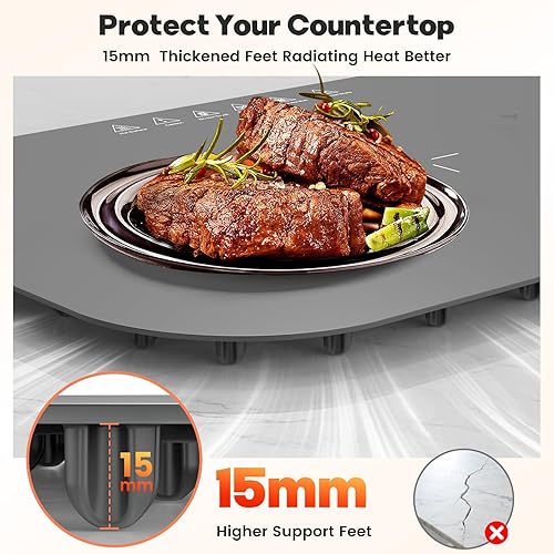 Miniatura 4 de Tapete de calentamiento de alimentos, bandeja de calentamiento eléctrico de silicona de calentamiento rápido, 3 ajustes de temperatura, apagado