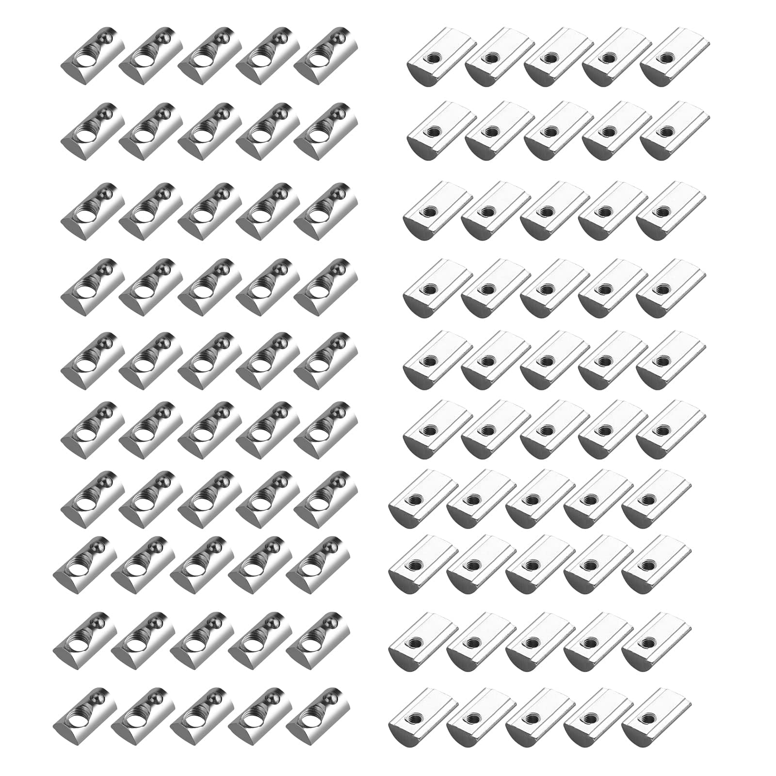 100x EYPINS Nutensteine mit Kugel Nut 8, M5 Hammermutter mit Zentrierung Steg, Gleitmuttern 40x40 Stahl Verzinkt Nutmuttern T-Nut M5 Gewinde für 3D Drucker, CNC, Aluprofil-Extrusionsschlitz 40-Serie