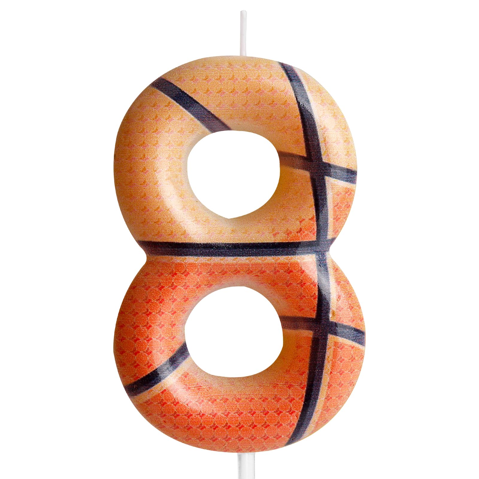 Zi Lan Basketball 8th Birthday Candle Brown Basketball Themed Cake Candles Happy Birthday Party Cake Topper for Boy Girl Kid Sport Theme Party