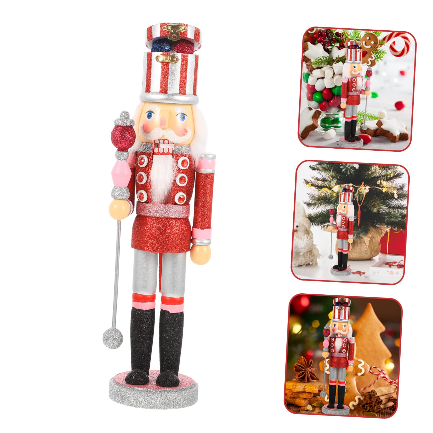 TOPPERFUN Figurka Drewniana Nutcracker Stół Świąteczna Dekoracja Żołnierza z Czerwonym Akcentem Do Domu i Biura