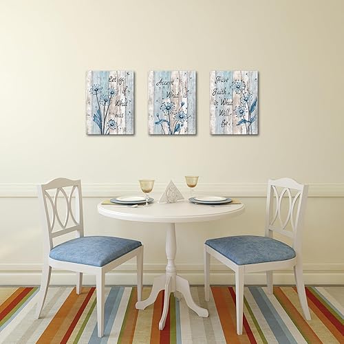 Miniatura 3 de Nachic Wall Decoración de pared de flores azules rústicas, pinturas de diente de león, imágenes que aceptan lo que es dejar ir de lo que era tener