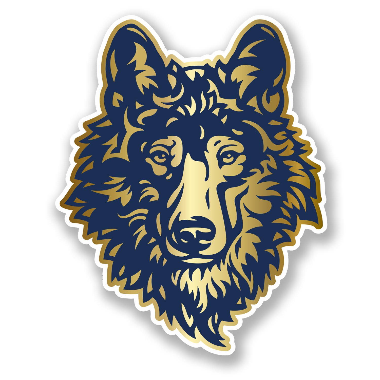 Destinationvinyl Multi 2 X 10Cm Gold Husky Wolf Vinyl Sticker Laptop Tablet Car Bike Dog Animal #6481 (8Cm Wide X 10Cm Tall)