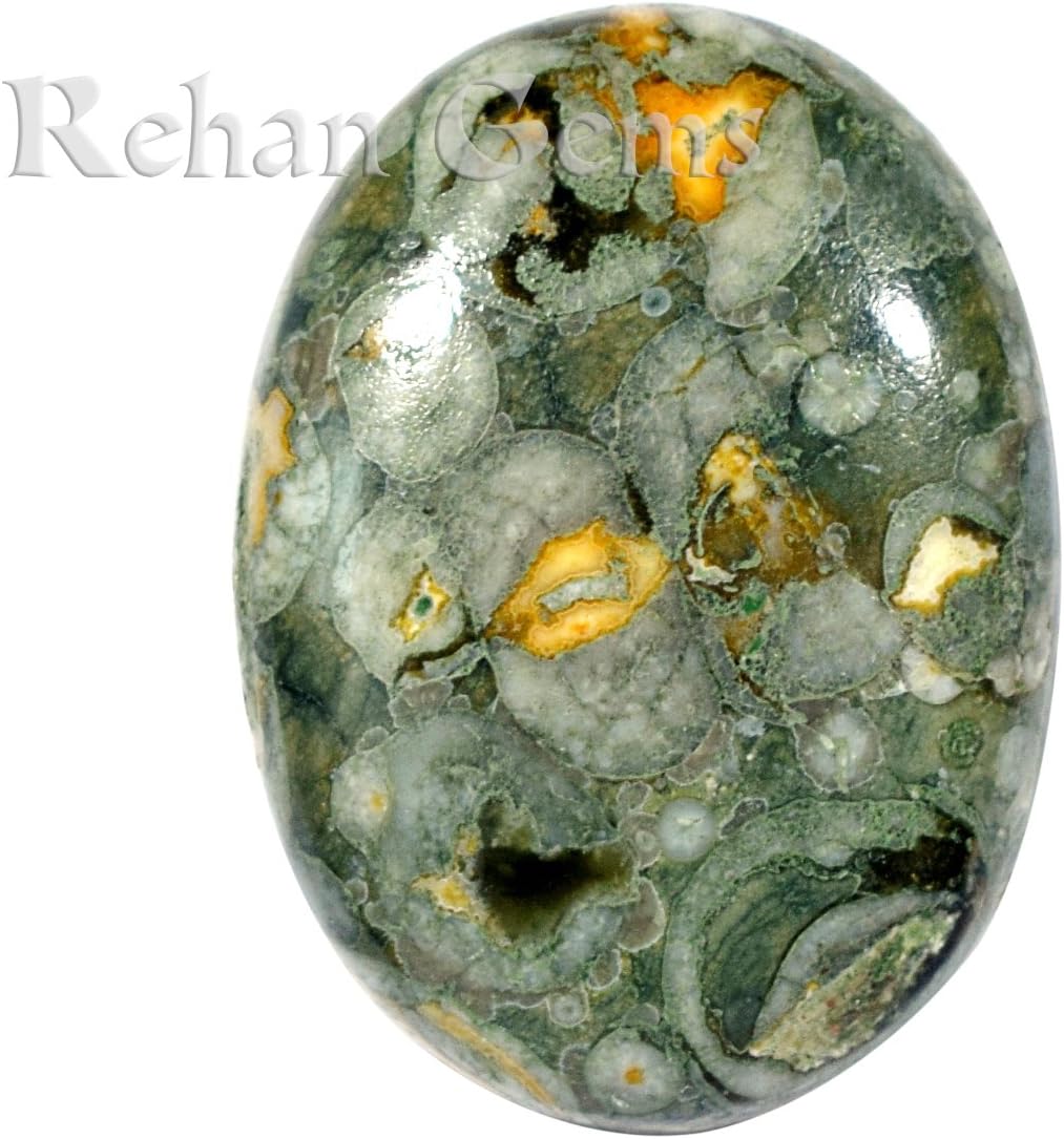 27 Carat Rainforest Rayolite Fine Ovel Shape Cabochon ,Semiprecious Gems Stone, Making Jewelry Pendent,Size 20X27 mm