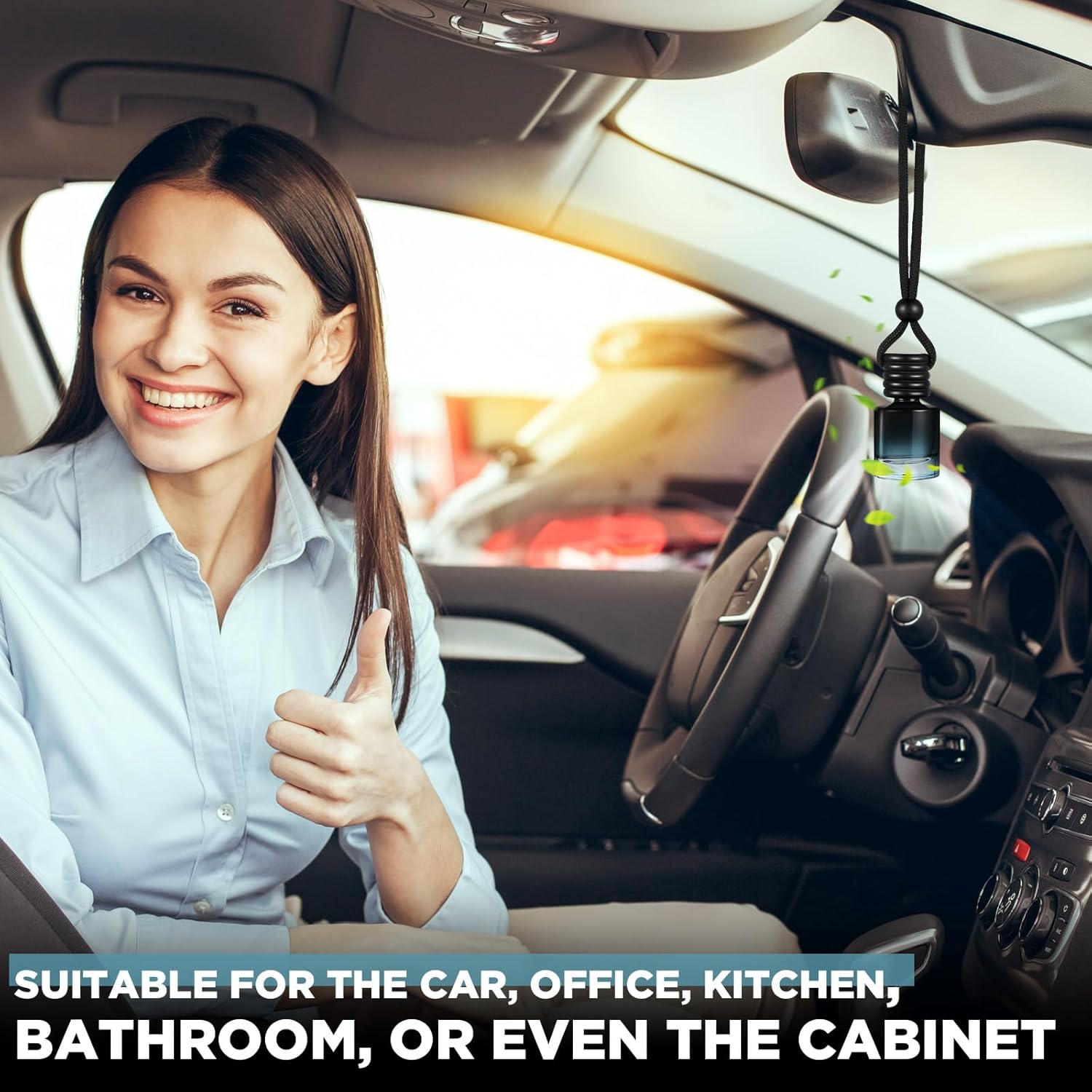 Domensi 30 Pieces Hanging Car Diffuser Air Freshener Bottle Bulk Empty Glass Refillable Perfume Bottles Oil Diffuser Aromatherapy Pendant for Auto Interior Ornaments Decor (Black)