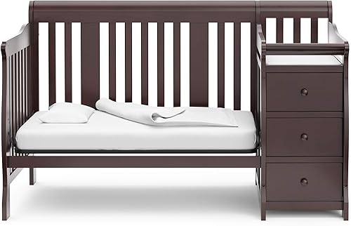 Vista 11 de Storkcraft Portofino - Cuna convertible 5 en 1 y cambiador (Espresso) - Combo de cuna y cambiador con 3 cajones, incluye cambiador de bebé, se