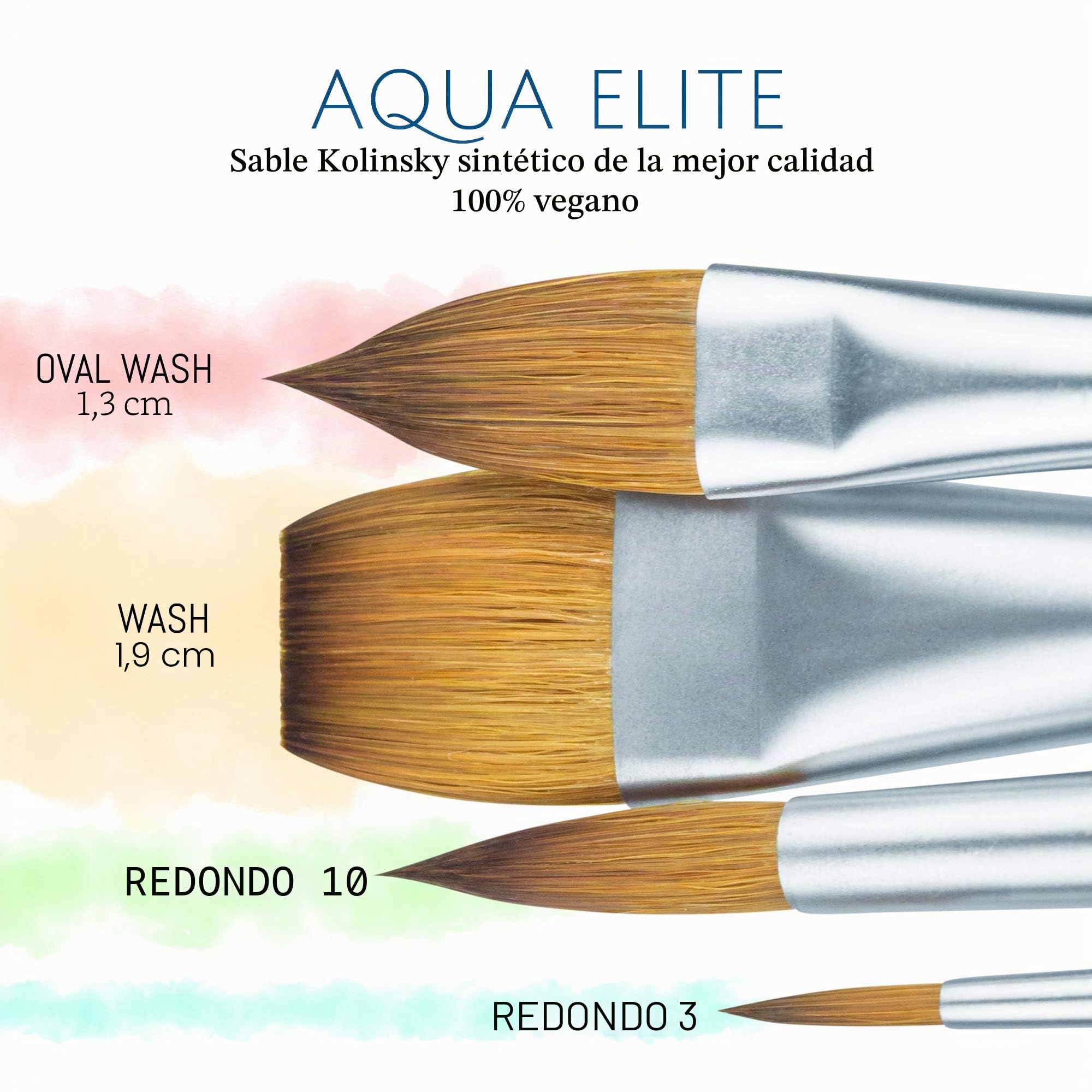 Princeton Artist Brush Co. Aqua Elite - Pinceles Profesionales de Acuarela Serie 4850, Juego de 4 Pinceles sintéticos para Acuarela Kolinsky Sable, Pinceles de Acuarela o Gouache, Pinceles de Pintura