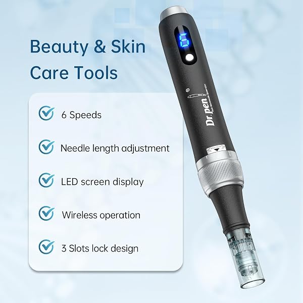 Dr. Pen Microneedling Pen – M7S Wireless & Wired Operation | Adjustable 0–2.5mm Needle Depth | 6 Speed Levels (Up to 16,000 RPM) | Includes 16-Pin, 36-Pin, 42-Pin, and Nano Cartridges | Professional Skincare Tool for Face, Body & Hair - 4