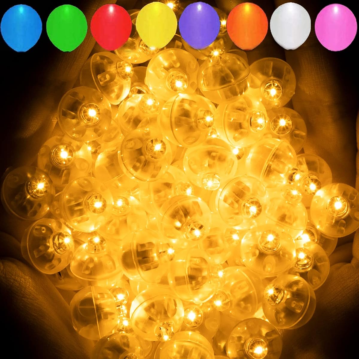 Aogist 100Pcs Orange Balloon Lights, Long Standby Time Waterproof Mini