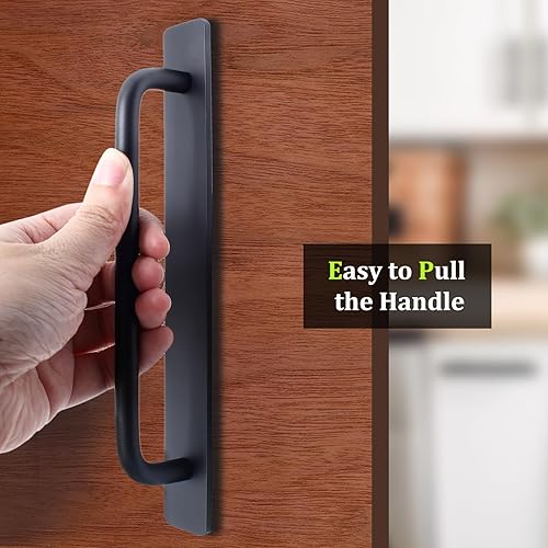 Miniatura 3 de Luomorgo 2 manijas de puerta autoadhesivas de 8.3 pulgadas, sin perforaciones, color negro mate, tiradores de cajón de aluminio para puerta de