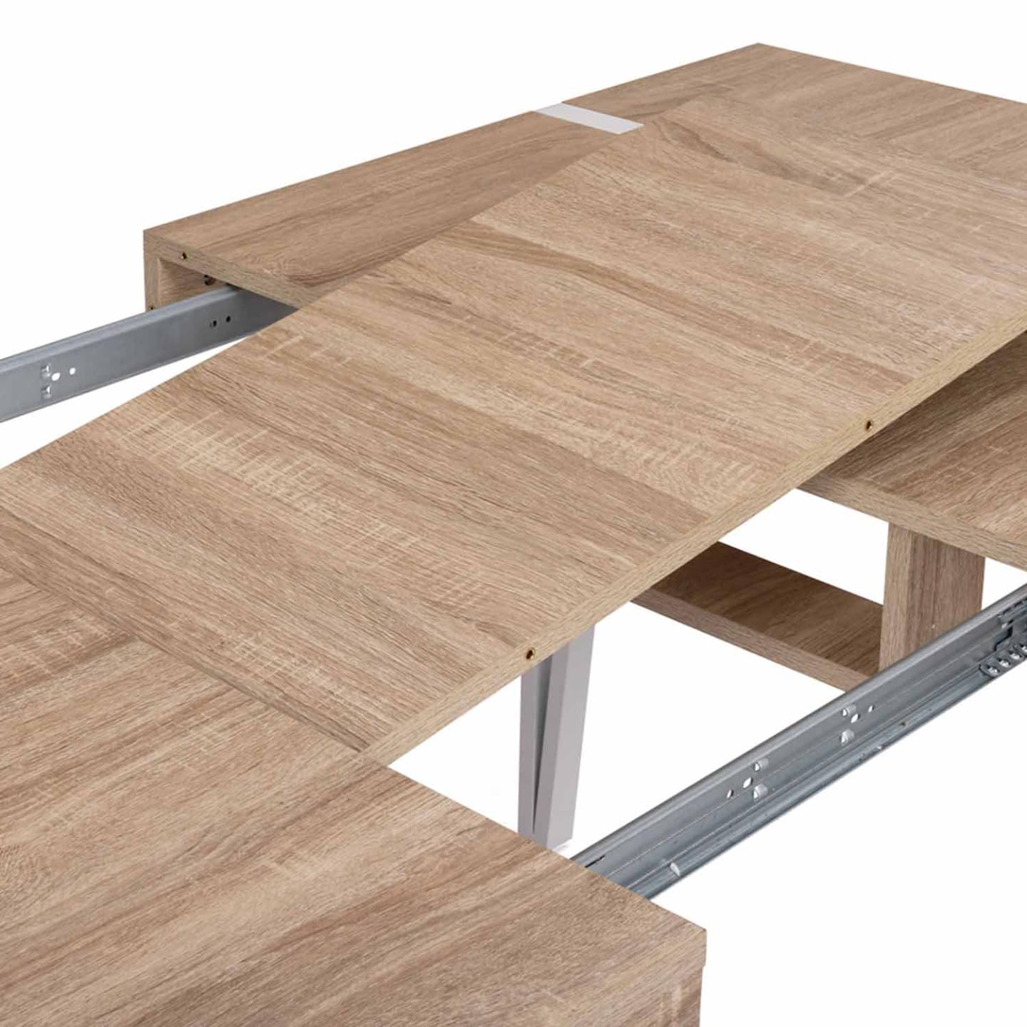 IDMarket - AUSTRIA Tavolo da pranzo rettangolare allungabile per 6-10 persone con gambe a spillo bianche 160-200 cm