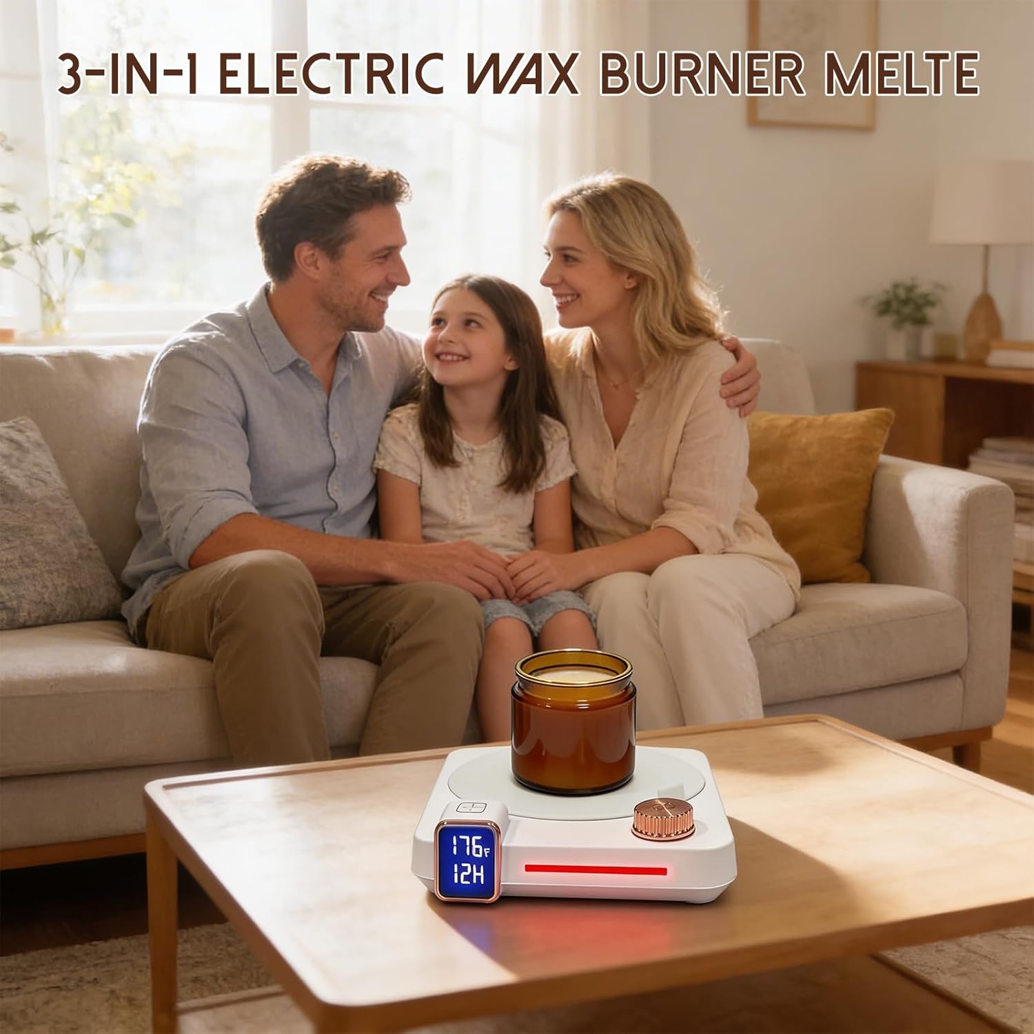 Wax Melt Warmer 3-in-1 Candle Warmer with Timer, 12H Auto Shut Off & 3 Temperature Settings, Electric Scented Wax Melter for Home Office Bedroom, Safe Fragrance Warmer for Women Mom White