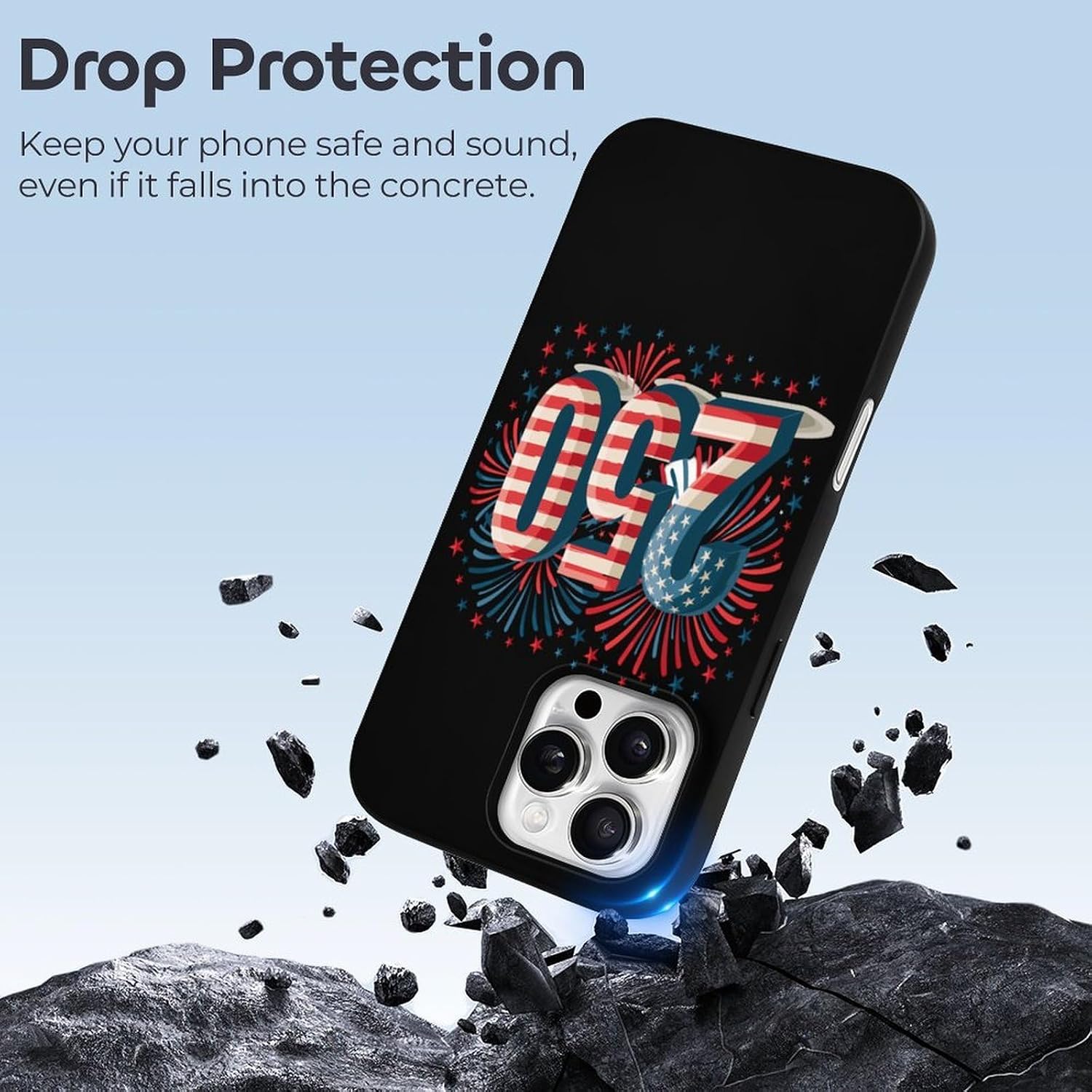 U.S.A 250 Flag Fireworks Phone Case for iPhone 16 Pro Max Plus 16E image 4