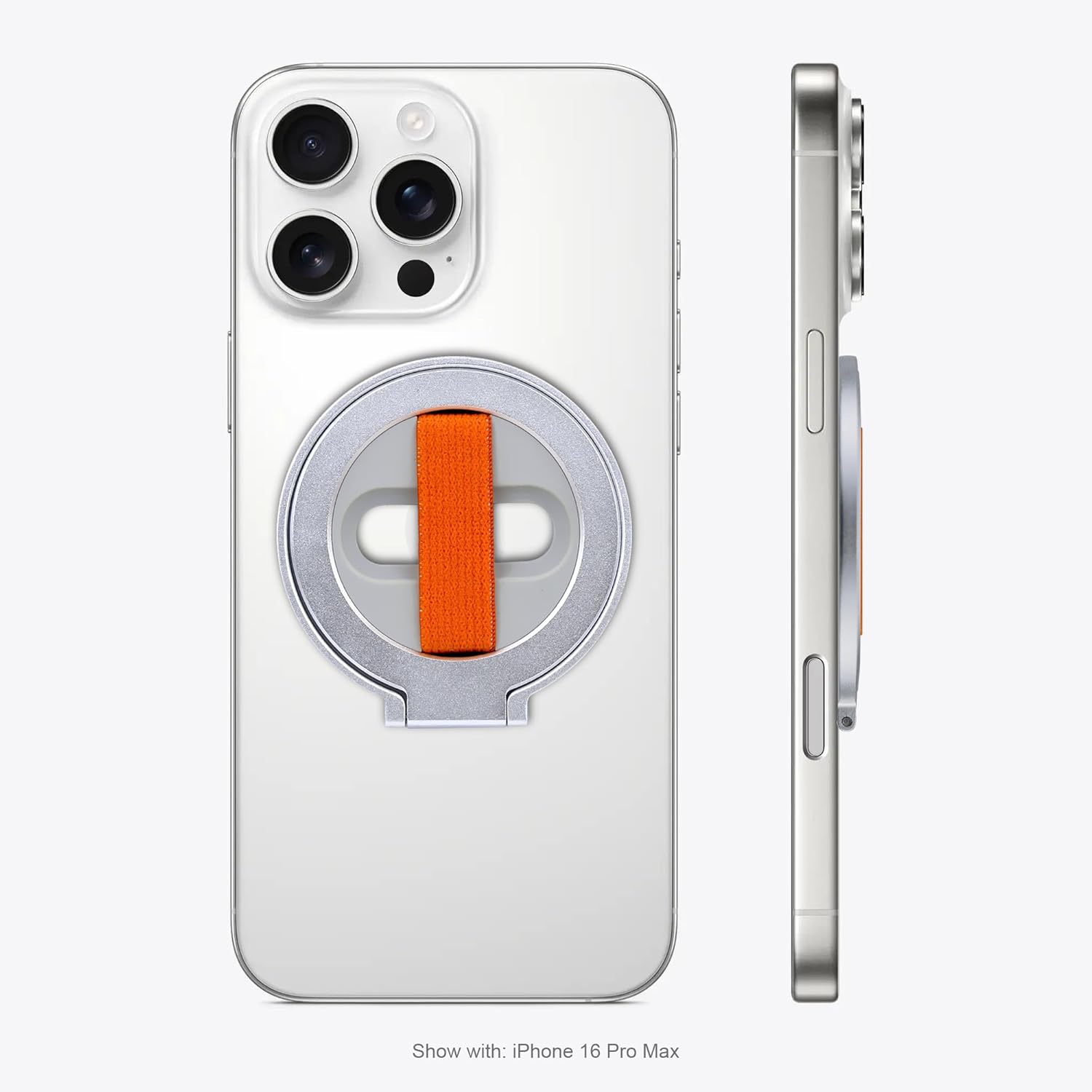 Grat Magnetic Phone Grip Kickstand, [Elastic Finger Strap] Phone Loop Holder, Dual-Sided Magnet Ring Stand Compatible with Magsafe Series iPhone 16 15 14 13 12 Pro max, Silver - Image 8