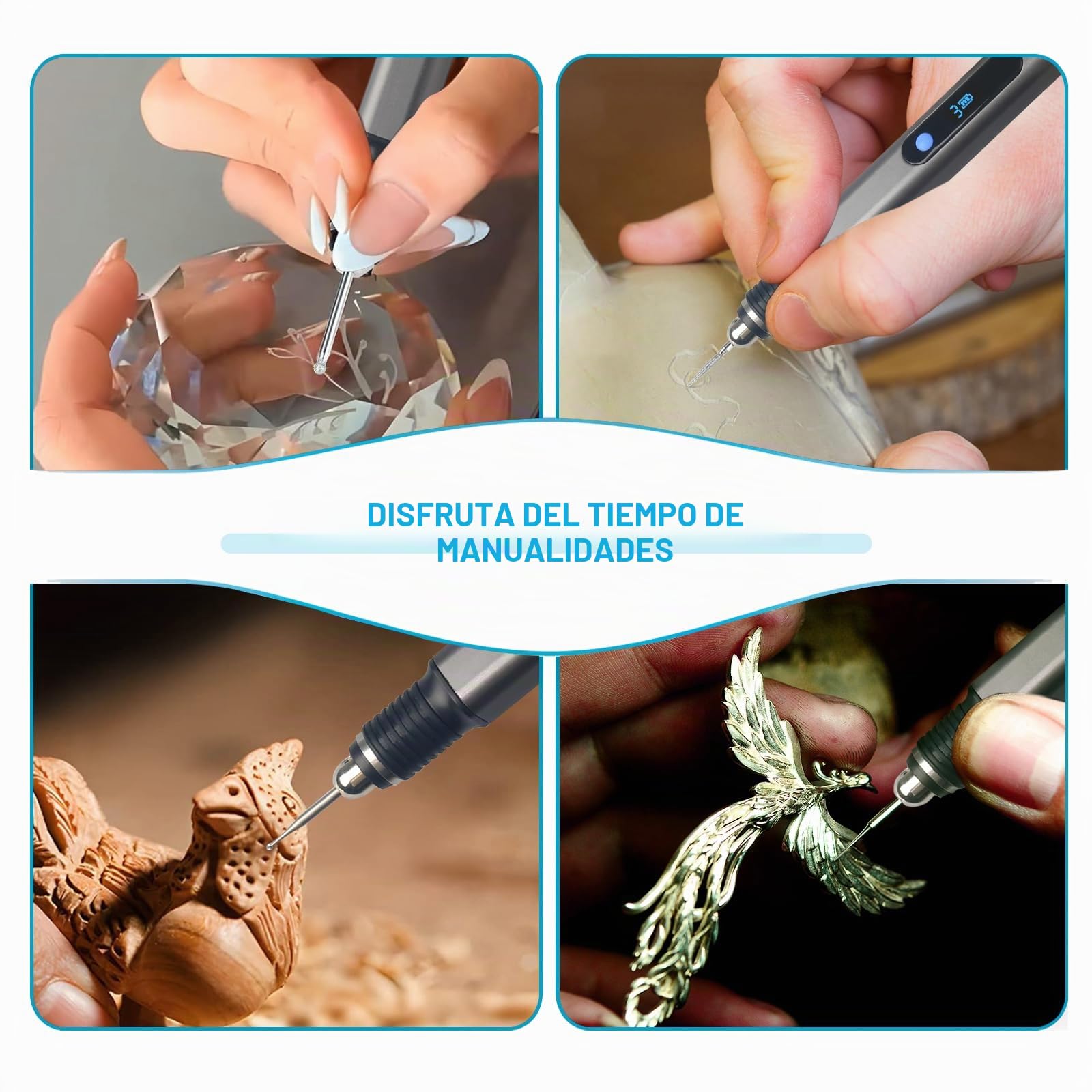 Bolígrafo de grabado eléctrico con 30 bits, bolígrafo de grabado inalámbrico recargable por USB, máquinas de grabado mini profesionales portátiles, herramienta rotativa de bricolaje para grabar en