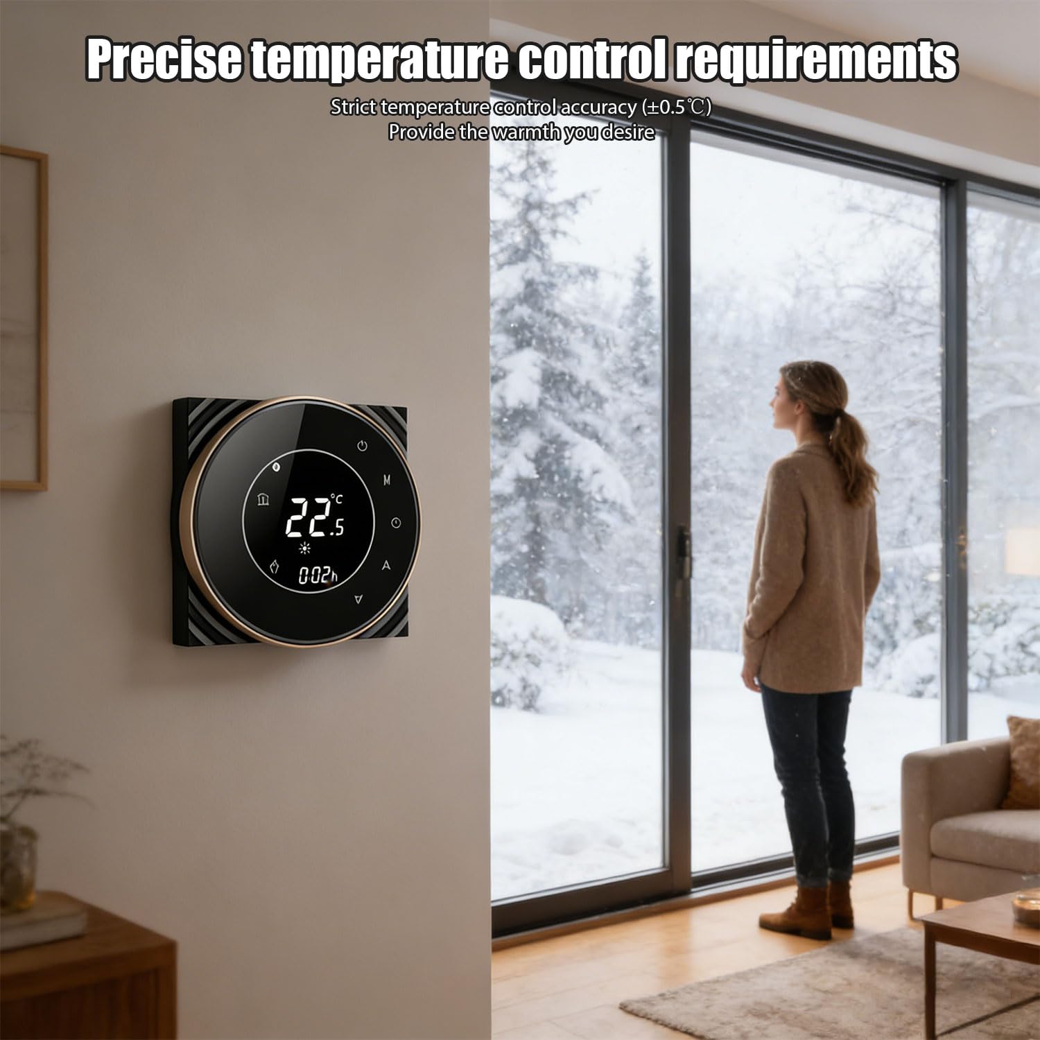 Regulador compatible para varios dispositivos de calefacción, incluyendo hornos de pared, ofrece una instalación sencilla y características de seguridad LCD