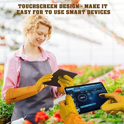 Miniatura 6 de Guantes largos de jardinería para mujeres y hombres  Guantes de jardín de poda de rosas a prueba de espinas, guantes de cuero de vaca, los mejores