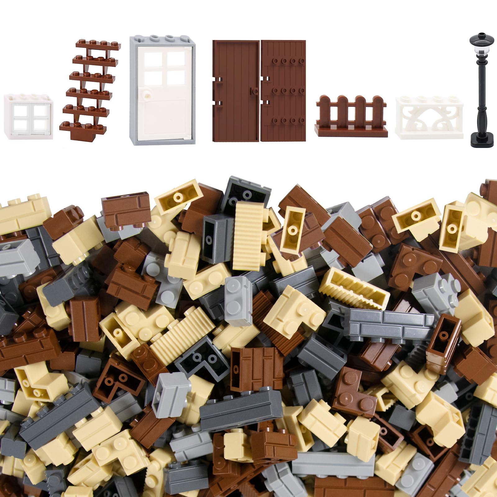 Cabeeskii 337 Stück Bausteine, Enthält Classic Steine Fenster Türen Zäune Sets zubehör, Kompatibel für Major Brand Lego Brick Building