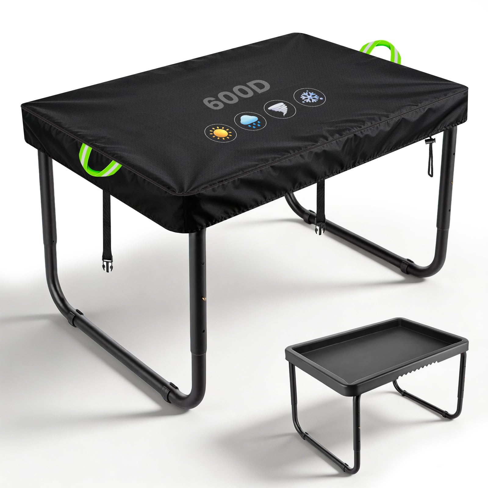 YedZen Tuff Tray Cover, 100x68x8cm 600D PVC Waterproof Anti Mould Resistant Tuff Tray Cover with 2 Windyproof Clab, 2 Reflective Strips ＆Drawstring, Durable for Play Trays
