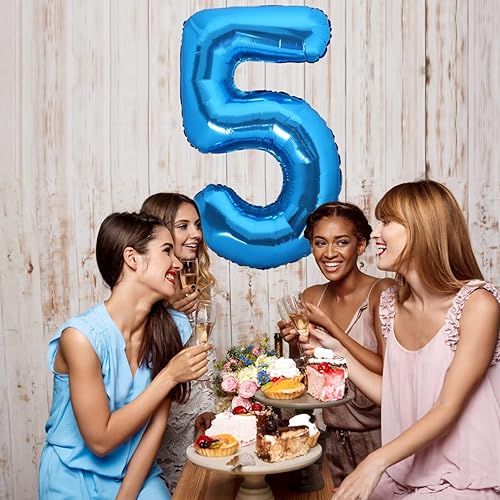 Miniatura 4 de Globo azul número 2 de 40 pulgadas, globos gigantes con el número 2, decoraciones de cumpleaños de 2 12 y 21 fiesta, decoraciones de graduación,