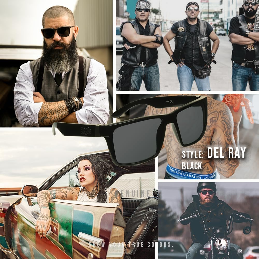 Locs Super Dark Sunglasses Mens Black Wrap Around Lowrider Gangster Cholo Vintage Flat Top - Image 4