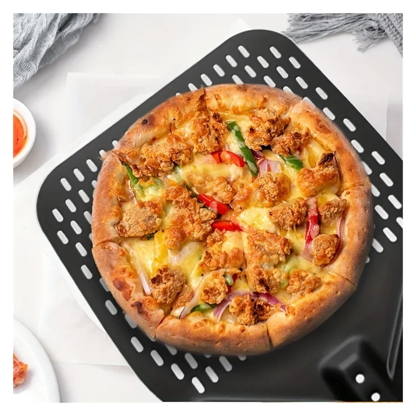 Pala for pizza 1 pezzo, pala for trasferimento pizza rettangolare 30,48 x 35,56 cm, pala for pizza girevole in alluminio