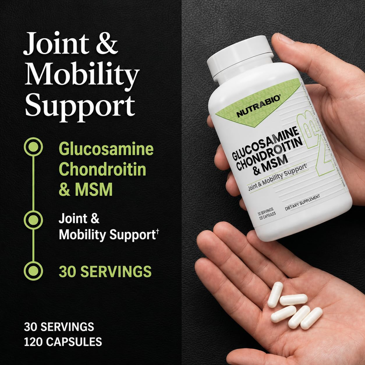 NutraBio Glucosamine Chondroitin & OptiMSM Supplement, Joint Support Formula - 120 Capsules (120 Count) — Amazon image 6