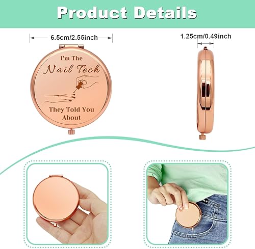 Miniatura 10 de Regalos de artista de uñas para mujeres, regalos para estilista de uñas, espejo de maquillaje compacto para tecnología de uñas, jefe de uñas,