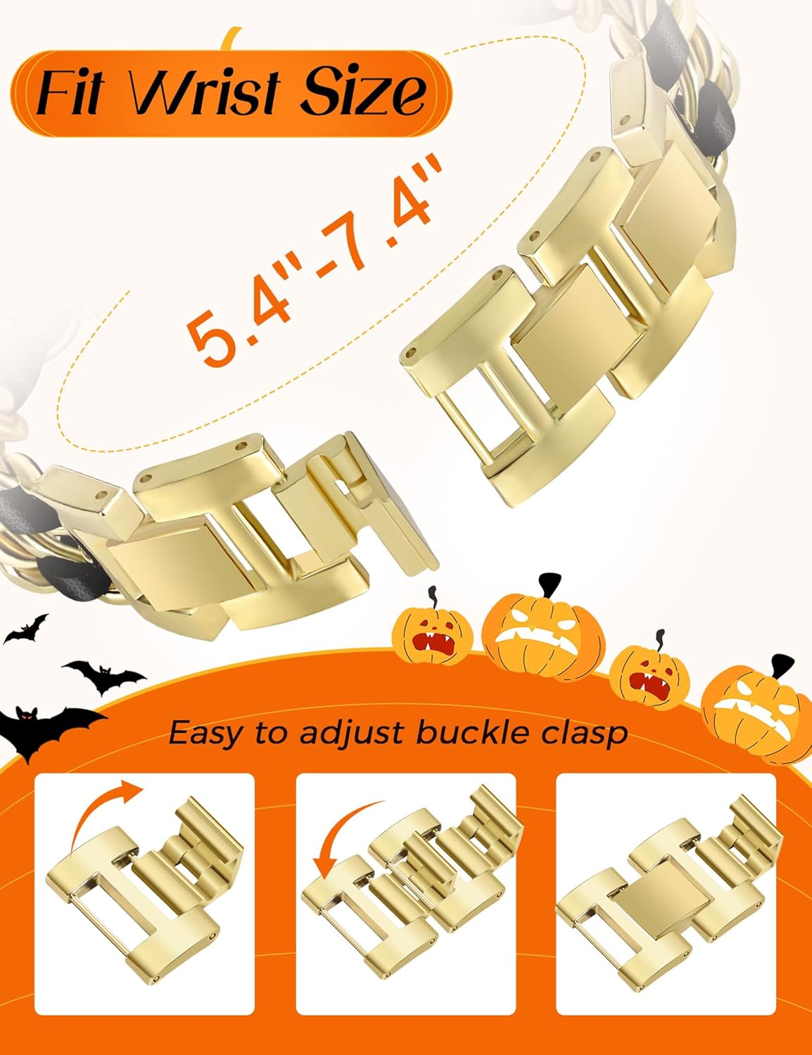Halloween Watch Bands for Women Compatible with Apple Watch Band 38mm 40mm 41mm 42mm (S11/10) Adjustable Unique Charms Metal Strap Cowboy Chain Bracelet for iWatch Series 11/10/9/8/7/6/5/4/3/2/1/SE - Image 6