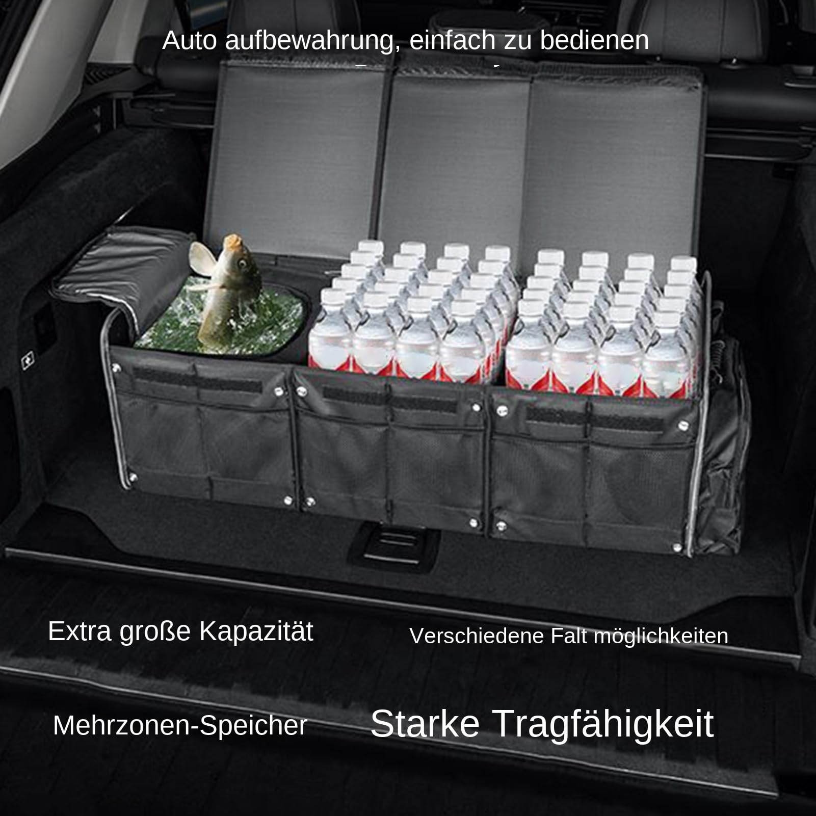 Organizador De Maletero Para SUV 95L Contenedor de Carga para Maletero | Cajón Portacargas Antideslizante para Camping, Viajes, SUV, Autocaravana, Camión y Desplazamientos
