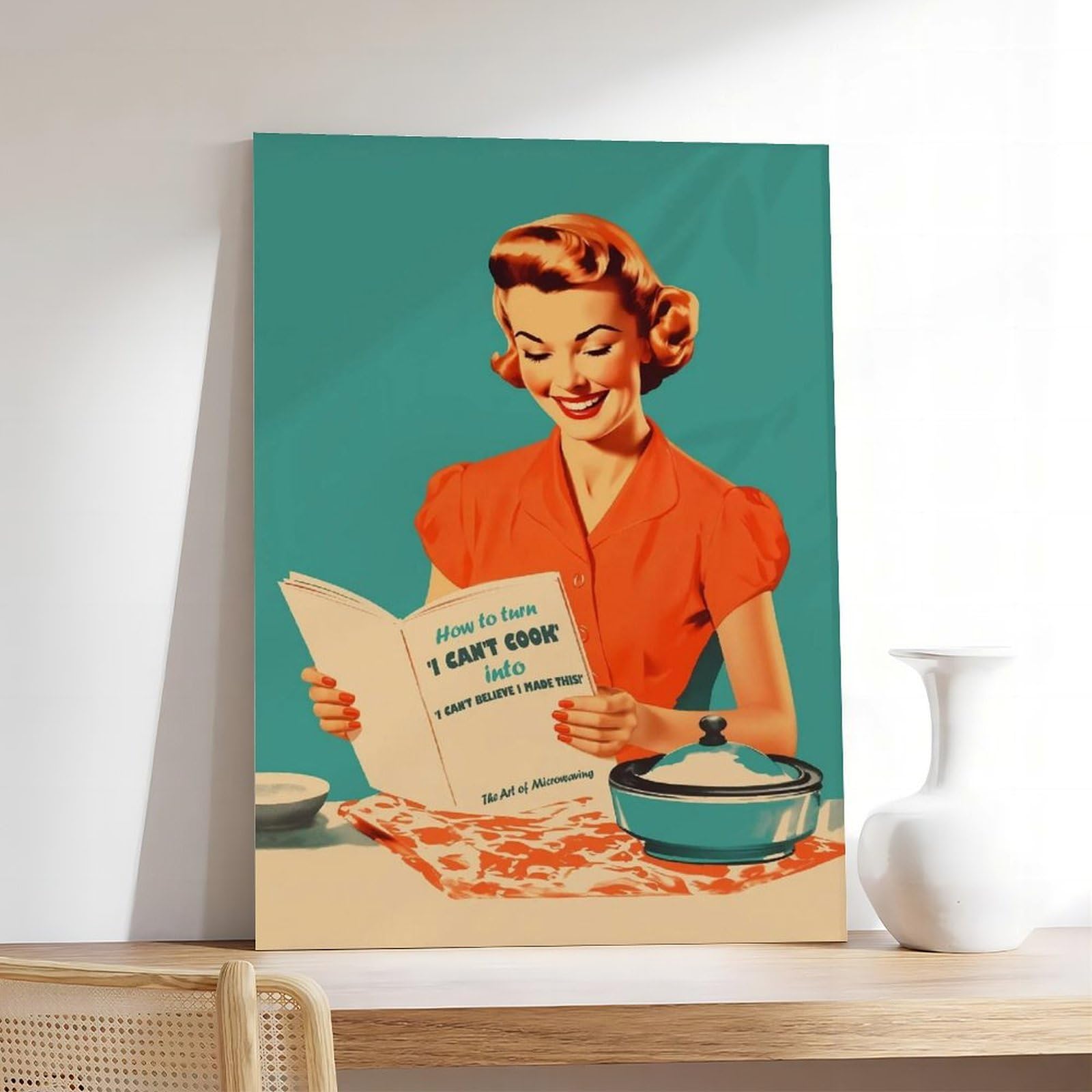 Leinwandposter im Retro-Stil der 50er-60er-Jahre, Motiv: Can't Cook auf Leinwand, Schlafzimmer, Landschaft, Büro, Raumdekoration, Geschenk, 60 x 90 cm