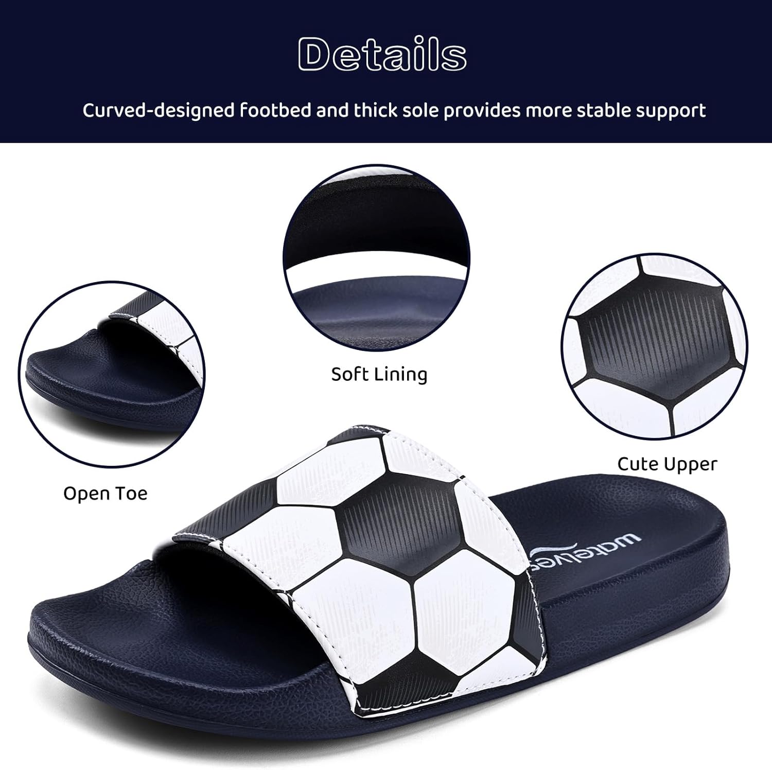 WateLves Girls & Boys Slide Sandals Kids Summer Slippers Slip On for Outdoor Beach Pool Shower (Little Kid/Big Kid) - Image 4