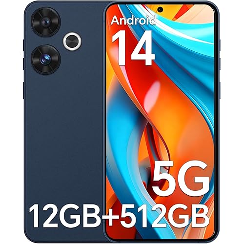 C19 5G Unlocked Phones, 6.8“ HD Screen, Smartphone Android 14, 12GB+512GB Unlocked Android Phones, Snapdragon888, 48+108MP Camera, 5000mAh, Dual SIM+Memory Expansion, Blue