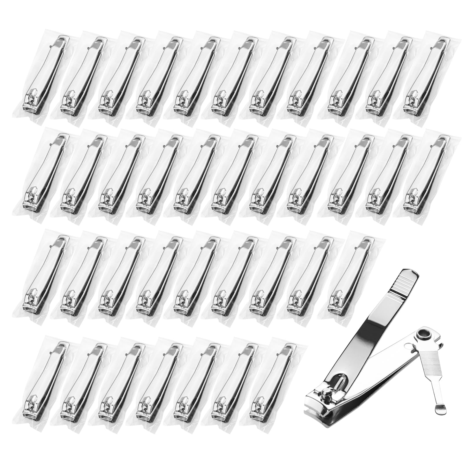 Individually Wrapped Nail Clippers Stainless Steel Fingernail Clippers Bulk, Sturdy Toenail Clippers Thick Nail Tip Cutter Trimmer for Homeless/Men