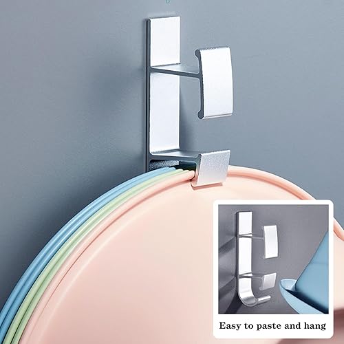 Miniatura 4 de Soporte de almacenamiento autoadhesivo, gancho de lavabo de aluminio espacial, resistente al agua, antioxidante, para cocina, baño, baño (color