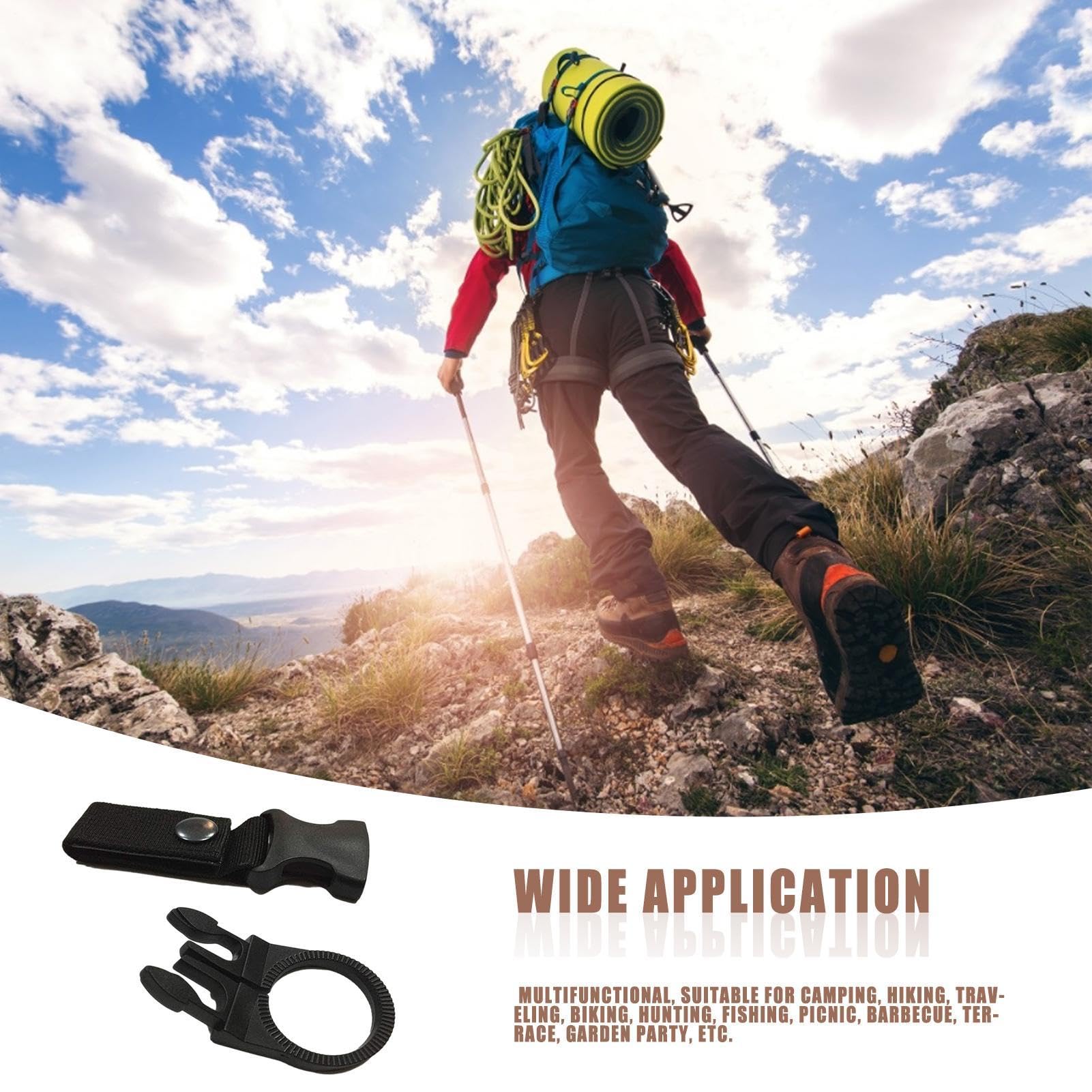 Generico Gancio Bottiglia - Fibbia Appesa | Supporto Portatile Borraccia | Anello Porta Bevande per Zaino, Cintura, Sacca da Golf, Moto, Silicone Resistente, Trekking E Campeggio, Moschettone Incluso