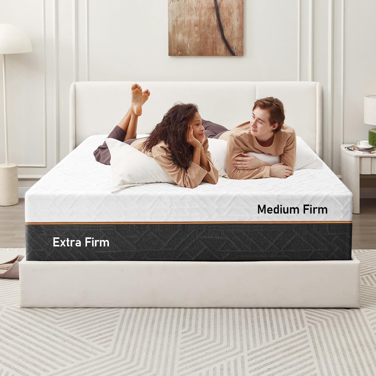 Extra Firm King Mattress 12-Inch: 2 Bonus Pillows, Extra & Medium Firm, Dual Side Flippable