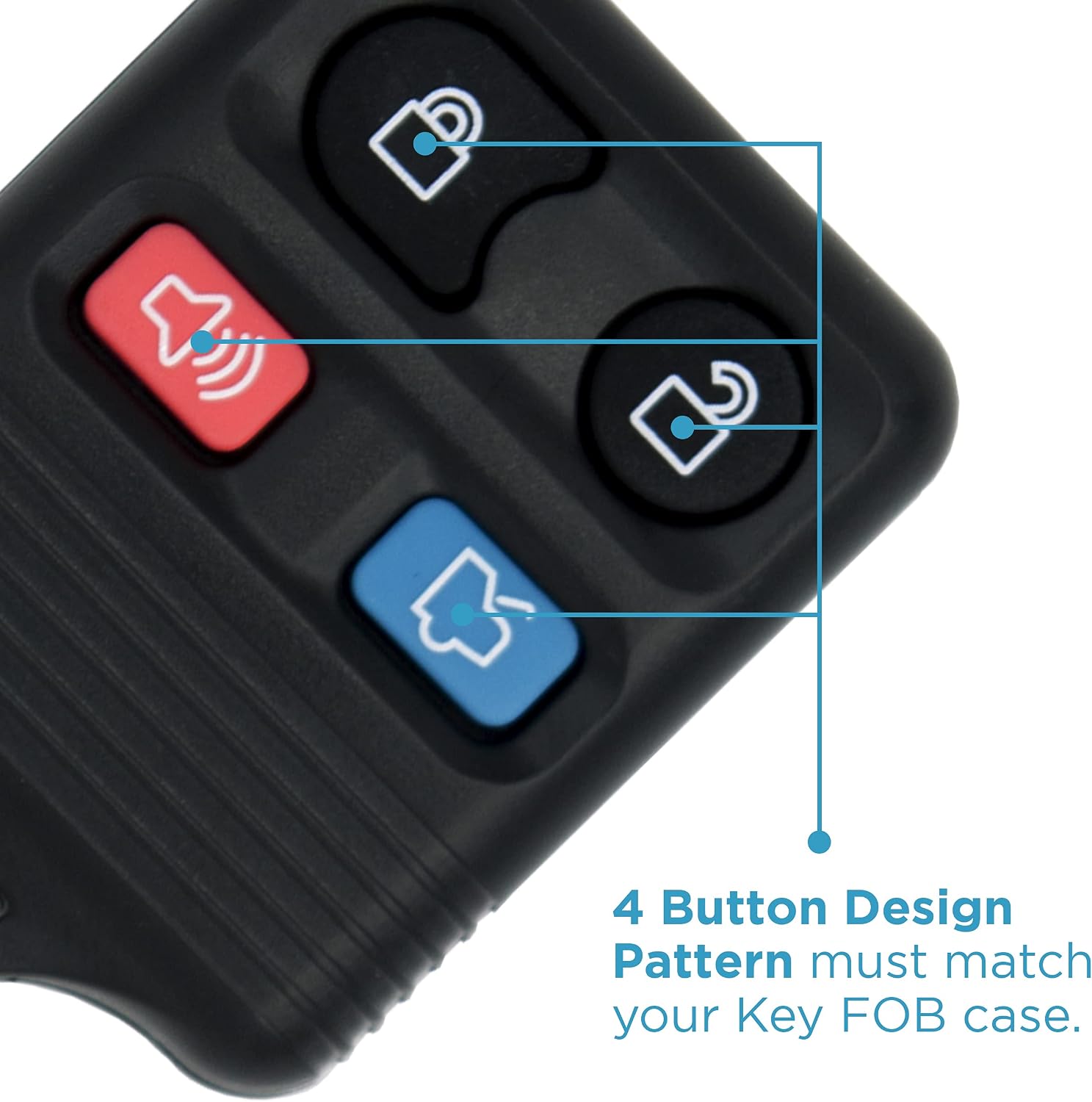 Keyless2Go Replacement for New Shell Case and 4 Button Pad for Remote Key Fob with FCC ID Protection CWTWB1U345 - Shell Case Protection (2 Pack)