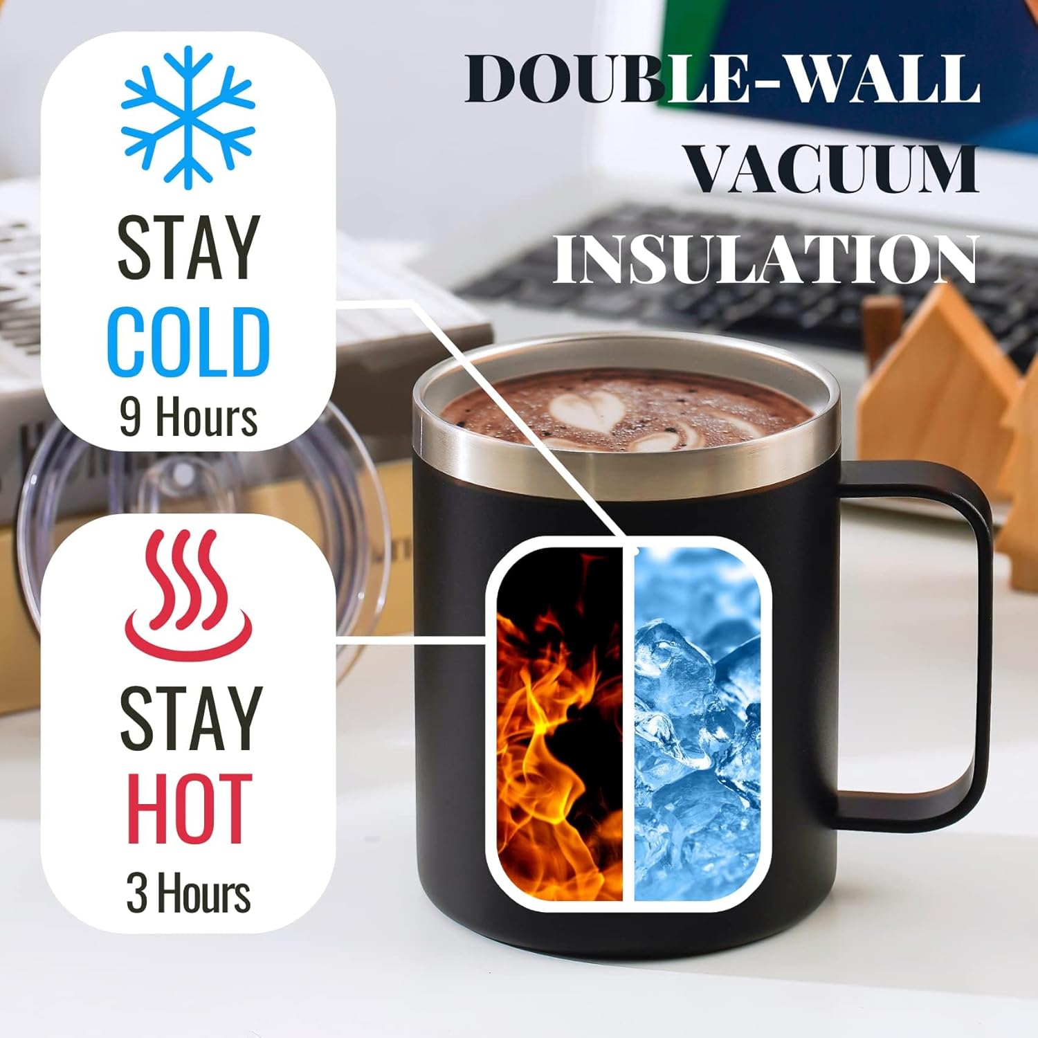 Onebttl Funny College Student Gifts Coffee Mug, School Student Gifts 12oz/350ml Stainless Steel Coffee Cup with Lid for Christmas, Birthday - Eat Sleep GPA 4 Repeat - Image 4