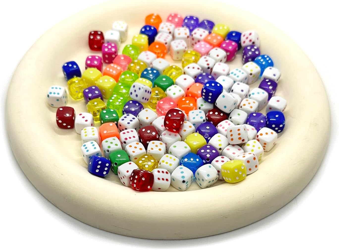 120PCS Colorful Dice Beads, Fun Acrylic Bead for Bracelets, Translucent Multicolor Beads for Jewelry Making, Dice Spacer Cube Loose Beads for Bracelet Necklaces Lanyard DIY Handicrafts - Image 4