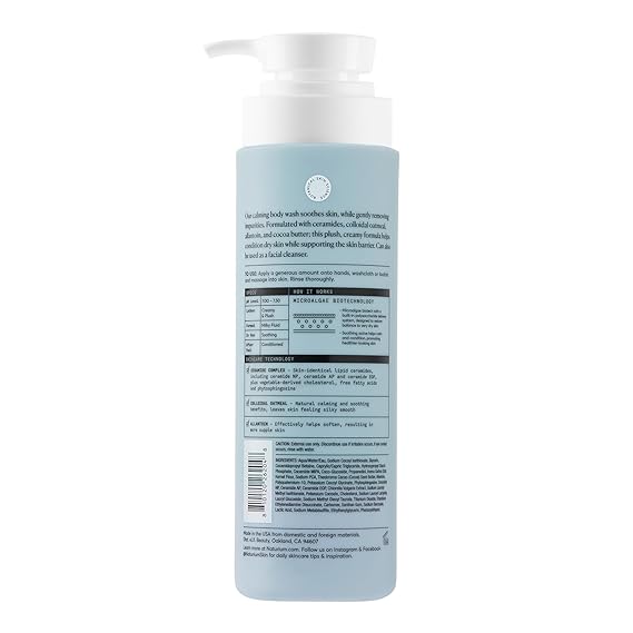 Naturium The Calmer Ceramide Body Wash, Frangrance-Free, Cleansing & Moisturizing for Dry, Sensitive Skin, Dermatologist-Tested, Paraben & Cruelty-Free, 16.9 oz